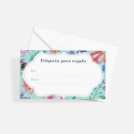 Etiqueta para regalo impresa con diseño de flores.