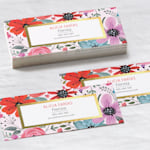 Un conjunto de tarjetas de visita delgadas para una florista.