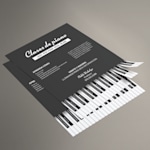 A custom perforated flyer is designed so the perforated tabs resemble piano keys.