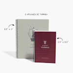 Dos libretas personalizadas, una junto a la otra, mostrando los diferentes tamaños para elegir.