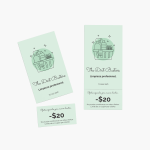 Dos tarjetas desprendibles de una empresa de limpieza, con vouchers microperforados promocionando una oferta.