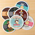 A variety of keg collars displayed on a surface.