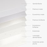 Todos los tipos de papel de pósteres que ofrecemos para propósitos de comparación.