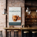 Kangaskehys kahvilassa mainostamassa uusinta lisäystä kahvilan ruokalistaan.