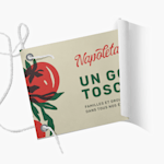Une banderole standard partiellement déroulée, avec des œillets latéraux, pour le restaurant italien Napoletana.