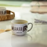 Deux tasses à soupe personnalisées pour un papa et une maman, avec le texte « Papa ours » et « Maman ourse ».