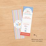 Vue avant et arrière d’un signet personnalisé pour la dixième édition d’une collecte de fonds communautaire annuelle, avec une note indiquant la possibilité de l’impression recto verso. 