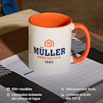 Une tasse personnalisée pour une entreprise de construction.  