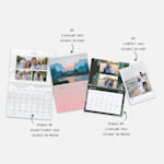 Calendriers muraux personnalisés de différents formats et graphismes. Une note met en avant les différents formats de calendrier mural VistaPrint.