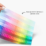 Una tavolozza di colori, sollevata da una mano, indica che si può aggiungere un effetto metallizzato in qualsiasi tonalità.