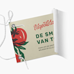 Een gedeeltelijk uitgerold standaard spandoek met hangringen aan de zijkant voor Italiaans restaurant Napoletana.