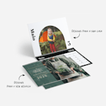 2 calendários de parede personalizados com fotografias. As notas destacam as opções para casa e escritório.