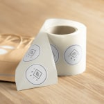 printed labels on a roll