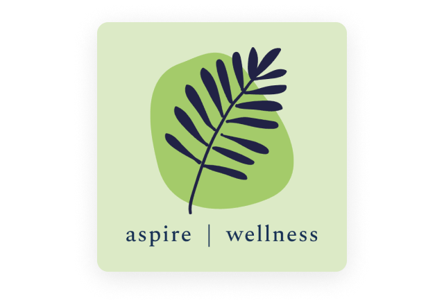 Hier zeigt ein Logo für eine Wellness-Marke die Umrisse eines Blatts.