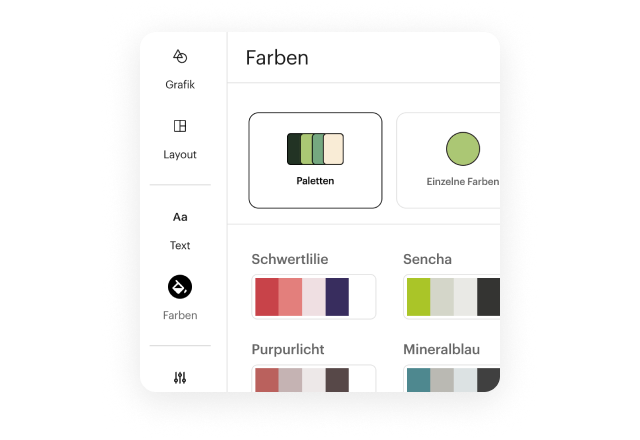 Logomaker-Benutzeroberfläche mit einer Auswahl von Schriftarten und Farben.